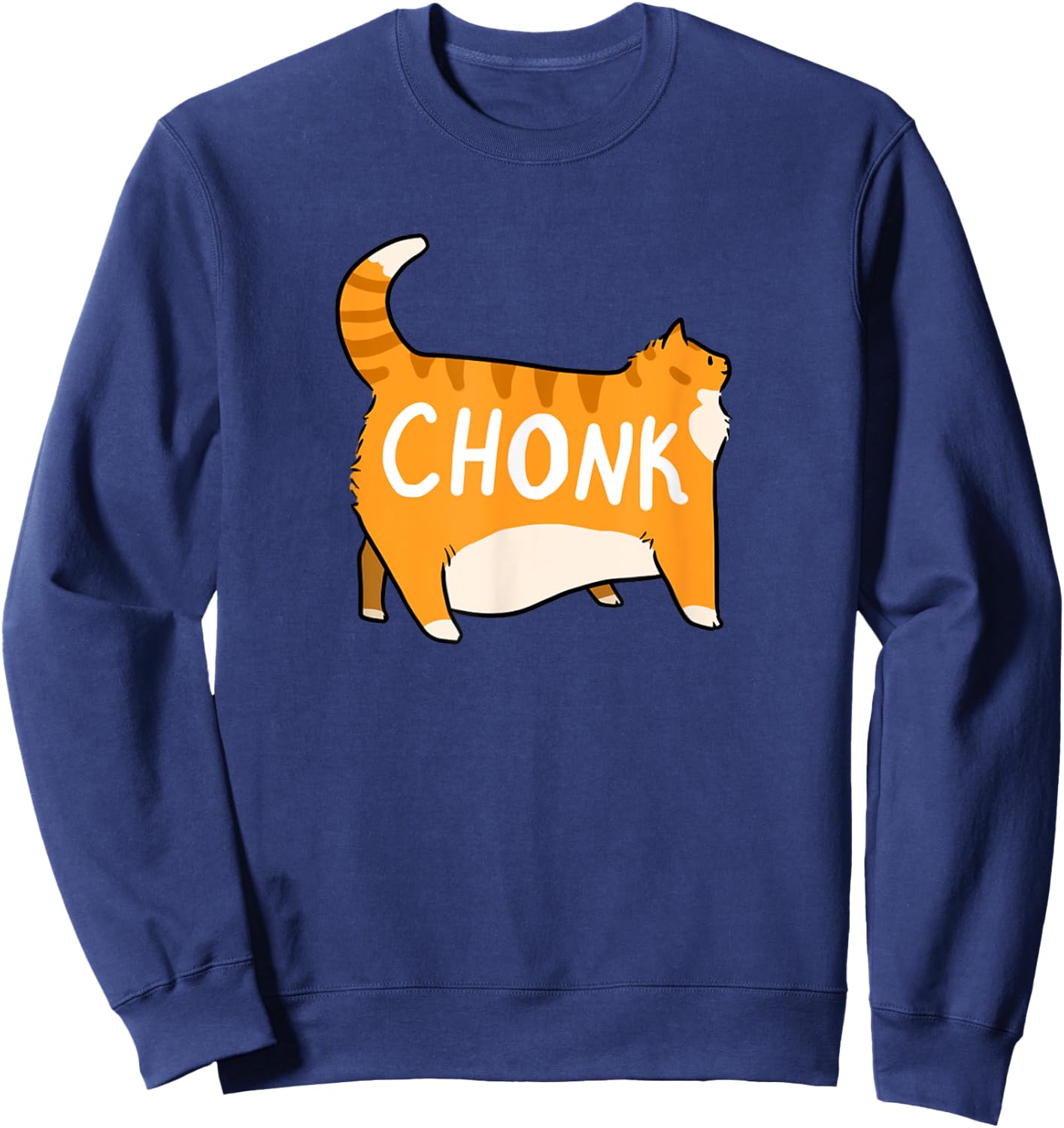 Funny Chonky Orange Tabby Cat Design Sweatshirt - Sweatshirt | Navy