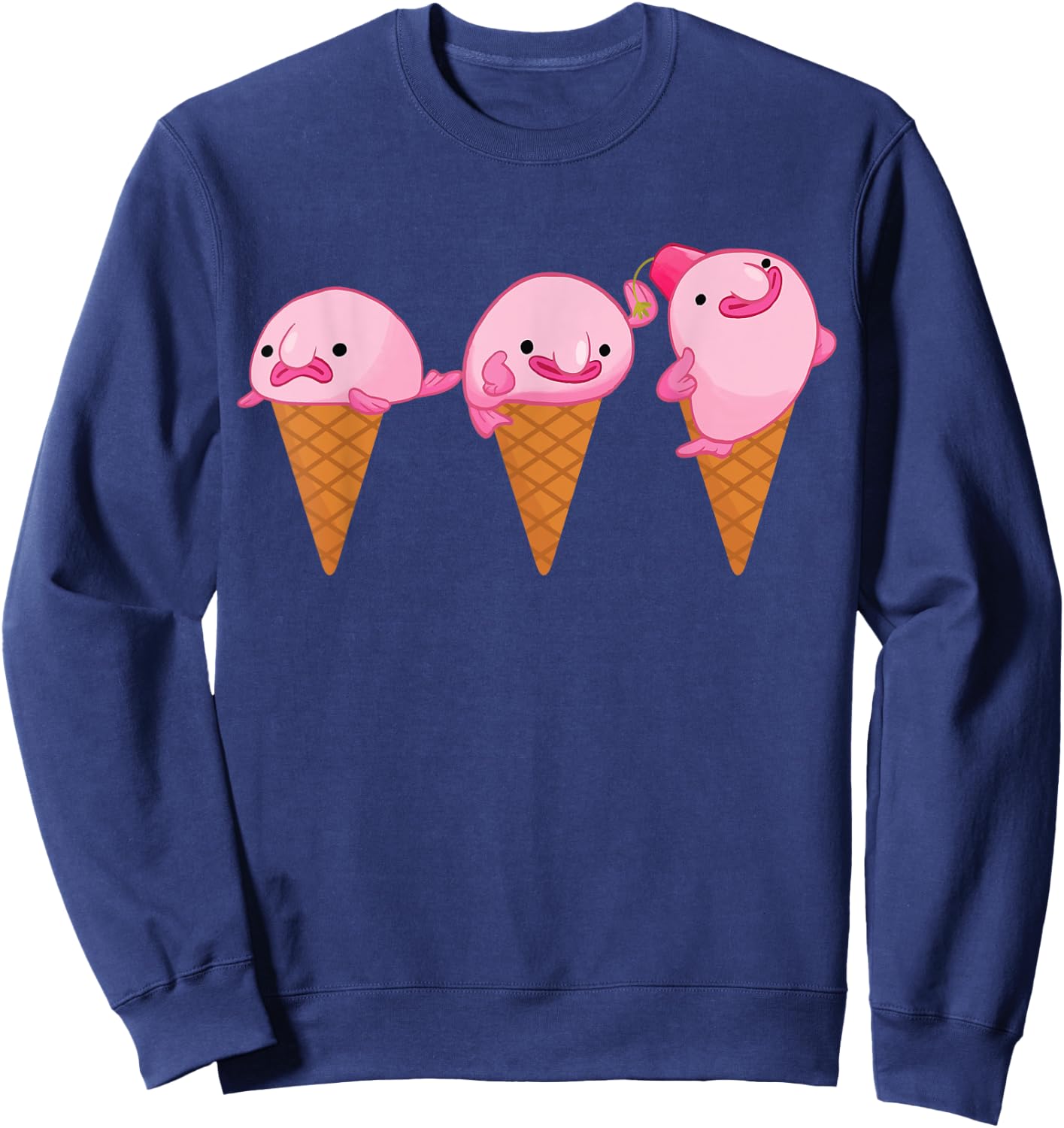 Blobfish Shirt Ice Cream Blobfish Funny Gift Sweatshirt - Sweatshirt | Navy