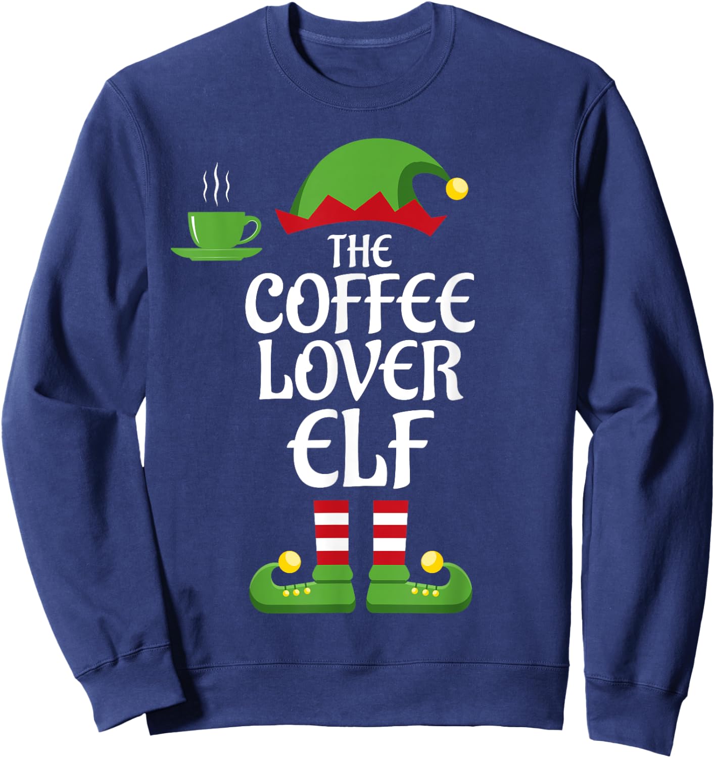 Coffee Lover Elf Family Matching Group Christmas Sweatshirt - Sweatshirt | Navy