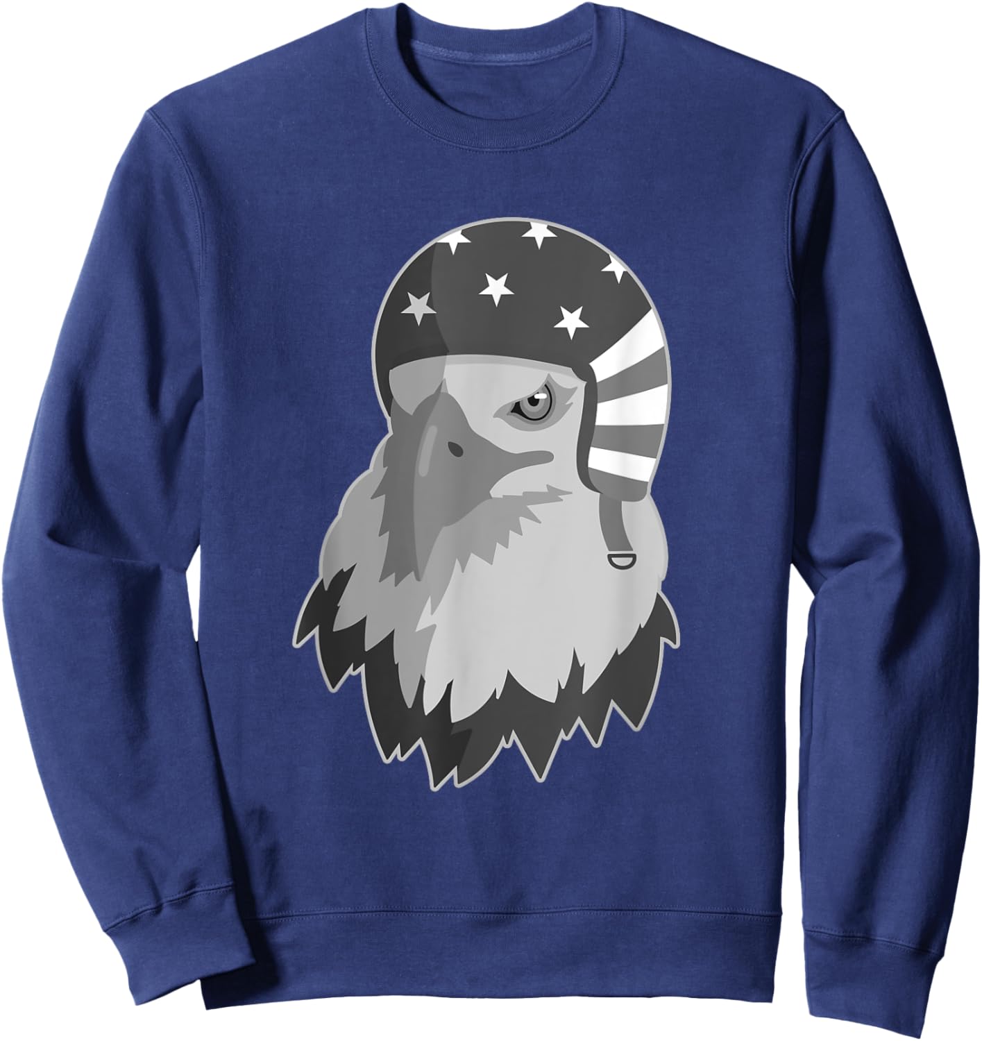 Funny Eagle Mullet Helmet USA 4th Of July American Flag Gift Sweatshirt - Sweatshirt | Navy