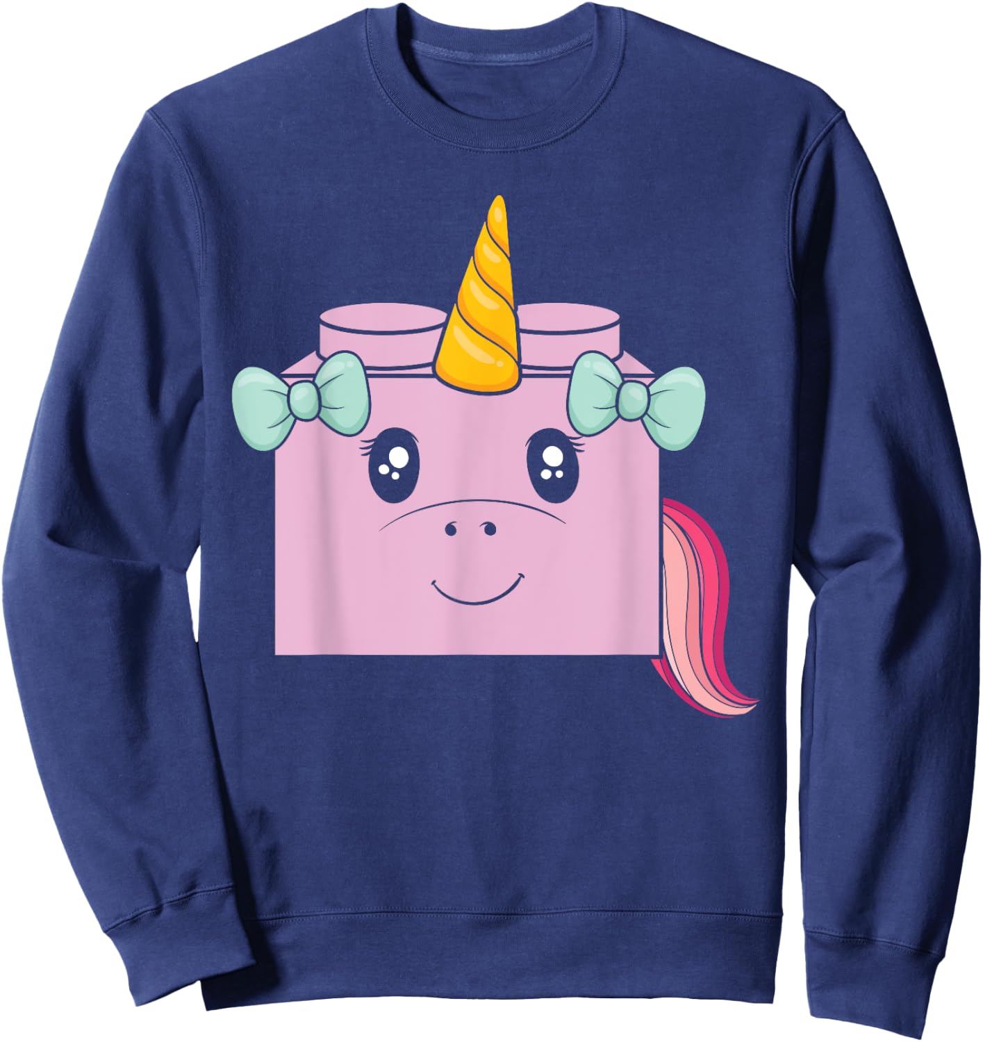 Unicorn Lover Master Builder Bricks Building Blocks Sweatshirt - Sweatshirt | Navy