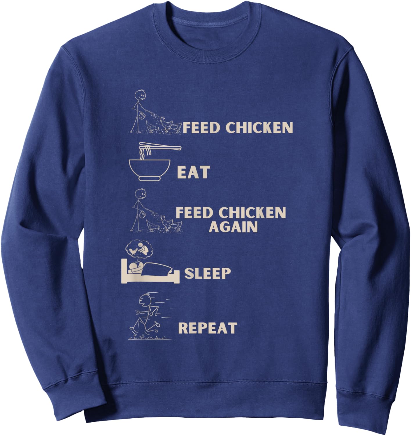 Feed Chicken, eat, feed chicken again, sleep, repeat Sweatshirt - Sweatshirt | Navy