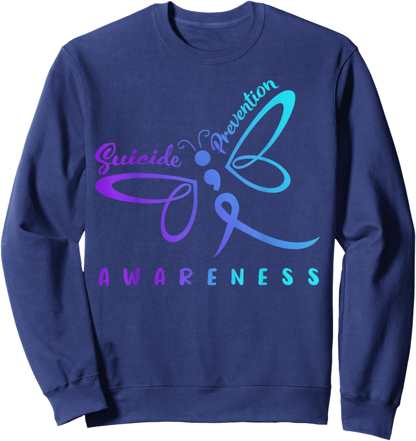 Dragonfly Suicide Prevention Awareness Pink And Teal Ribbon Sweatshirt - Sweatshirt | Navy
