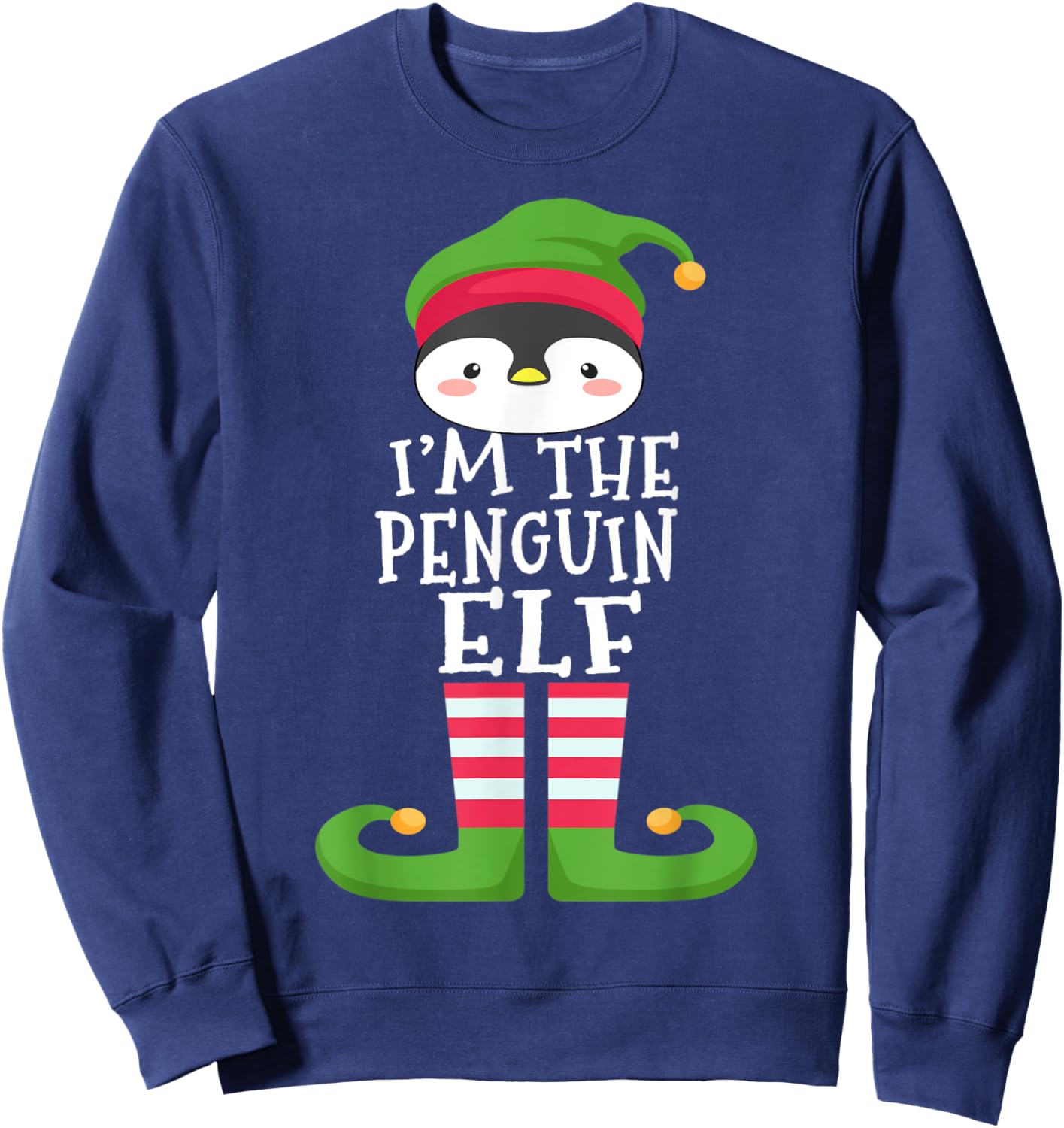 Penguin Lover's Family Matching Christmas Elf Costume Pajama Sweatshirt - Sweatshirt | Navy