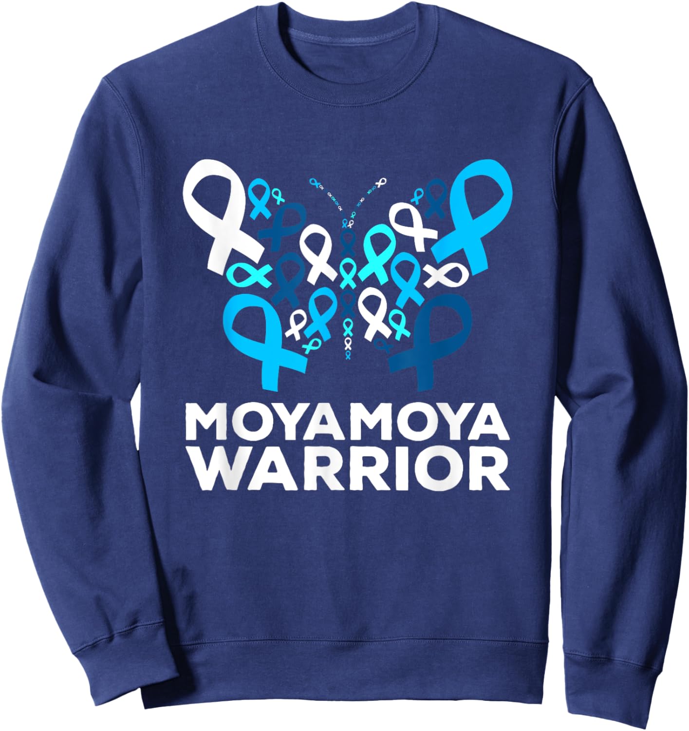 Moyamoya Disease Awareness Butterfly Support Ribbon Sweatshirt - Sweatshirt | Navy