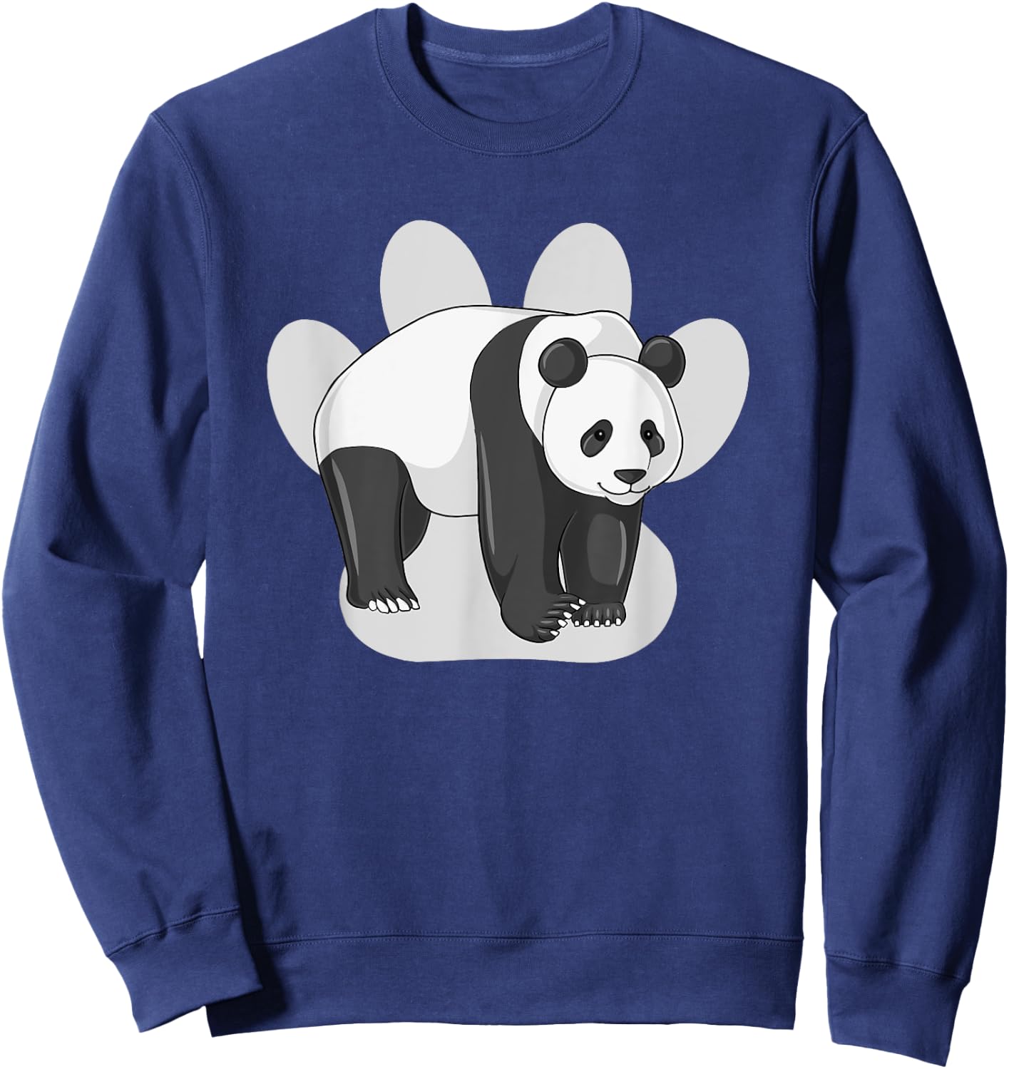 Cute Panda Bear Drawing on Paw Print Silhouette Sweatshirt - Sweatshirt | Navy