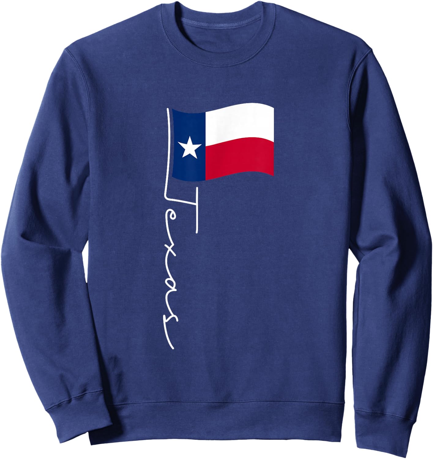 Texas Signature Flag Pole - Elegant Patriotic Texan Flag Sweatshirt - Sweatshirt | Navy