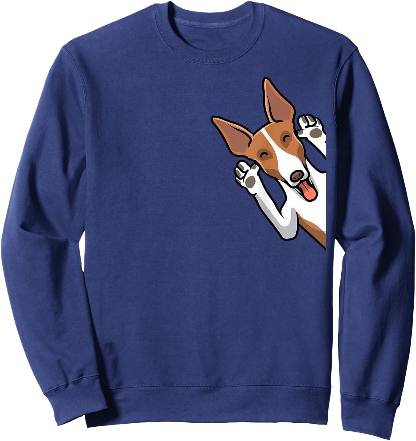 Ibizan Hound Gifts by Thembalove -Adult Ibizan Hound Dog Black Cartoon Sweatshirt - Sweatshirt | Navy