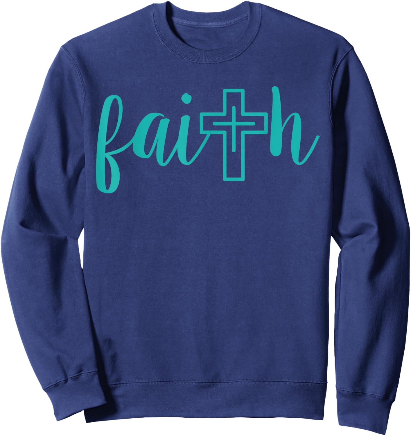 Christian Faith Teal Cross Bible Study Thank You Gift Sweatshirt - Sweatshirt | Navy