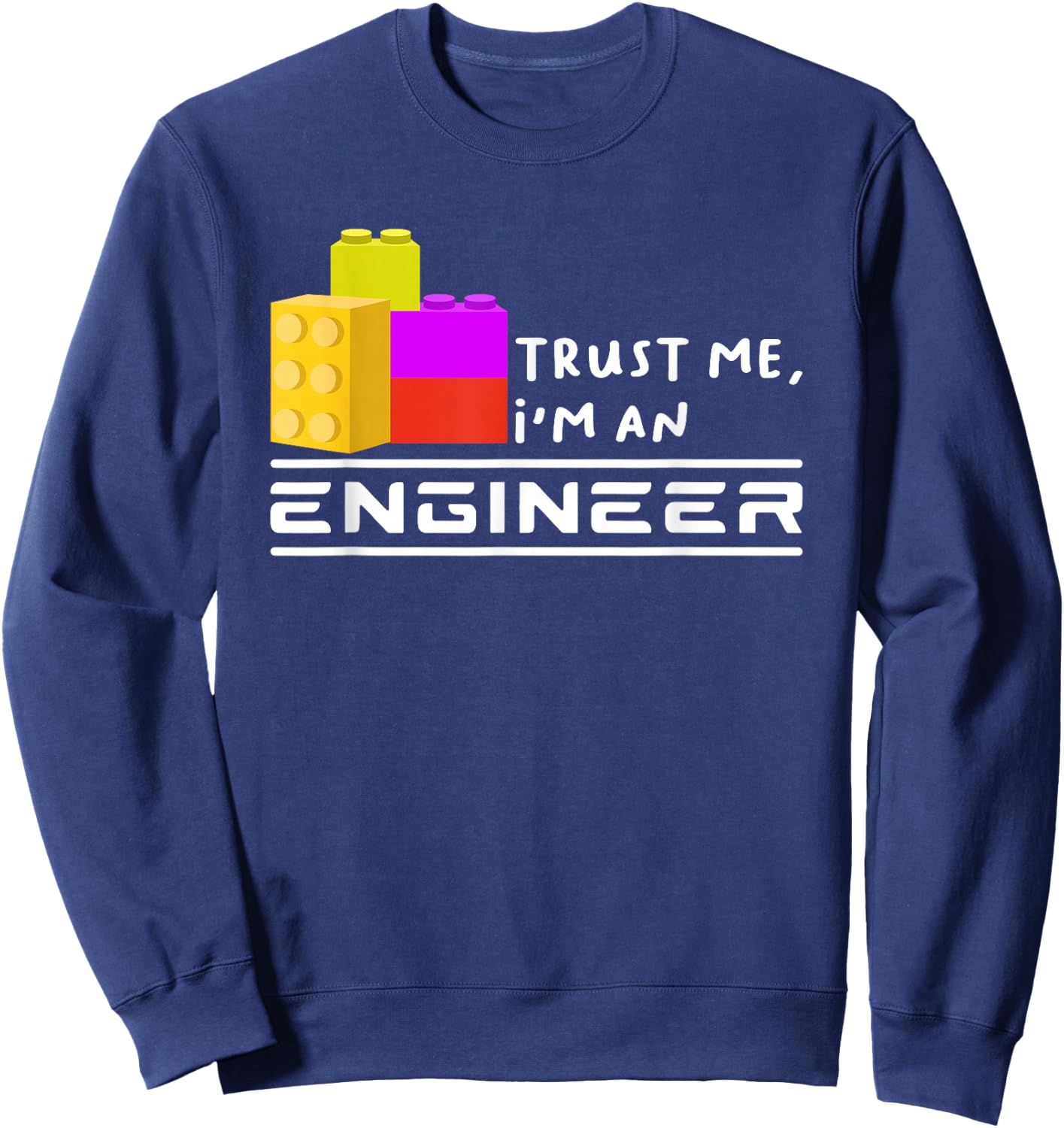 Engineer Kids Children Toy Big Building Blocks Build Builder Sweatshirt - Sweatshirt | Navy