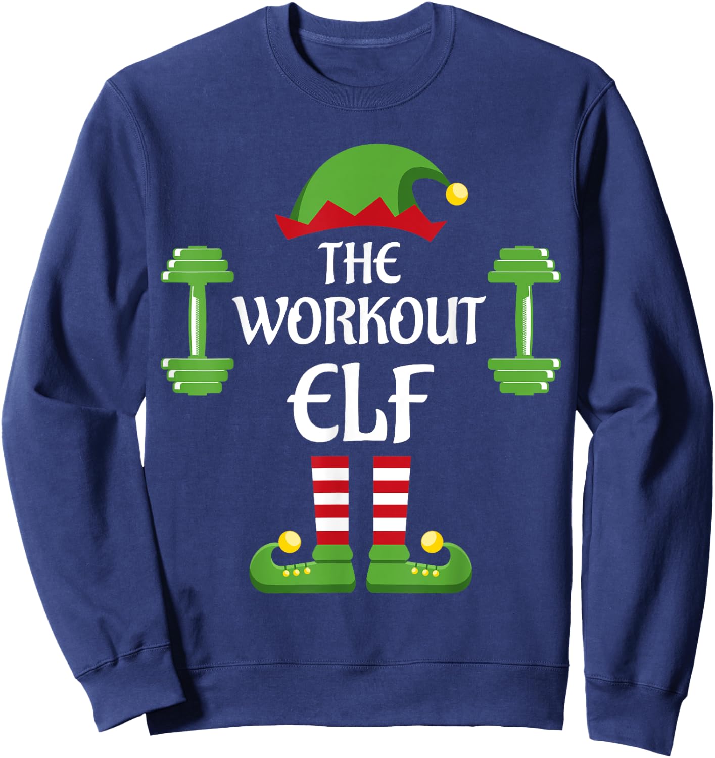 Workout Elf Family Matching Group Christmas Sporty Sweatshirt - Sweatshirt | Navy