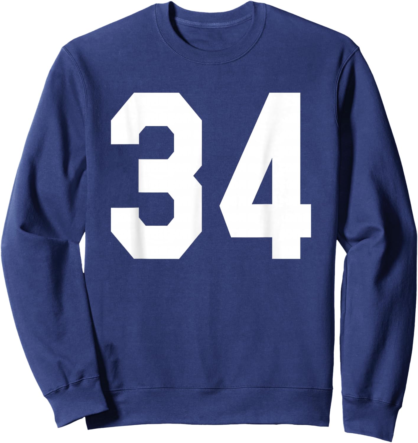 Number 34 Sports Jersey Front and Back Team Player Sweatshirt - Sweatshirt | Navy