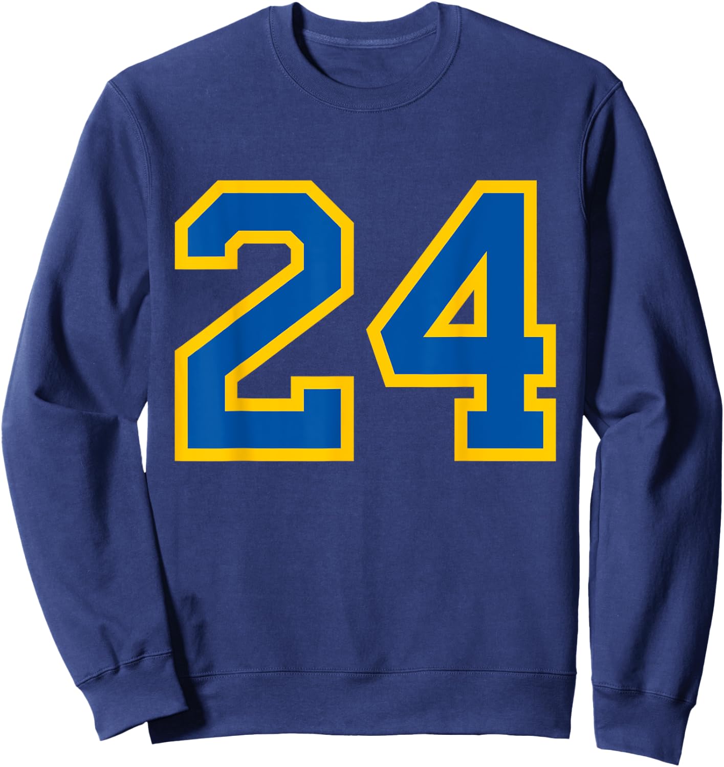 Number #24 Sport Blue Yellow Number Sweatshirt - Sweatshirt | Navy