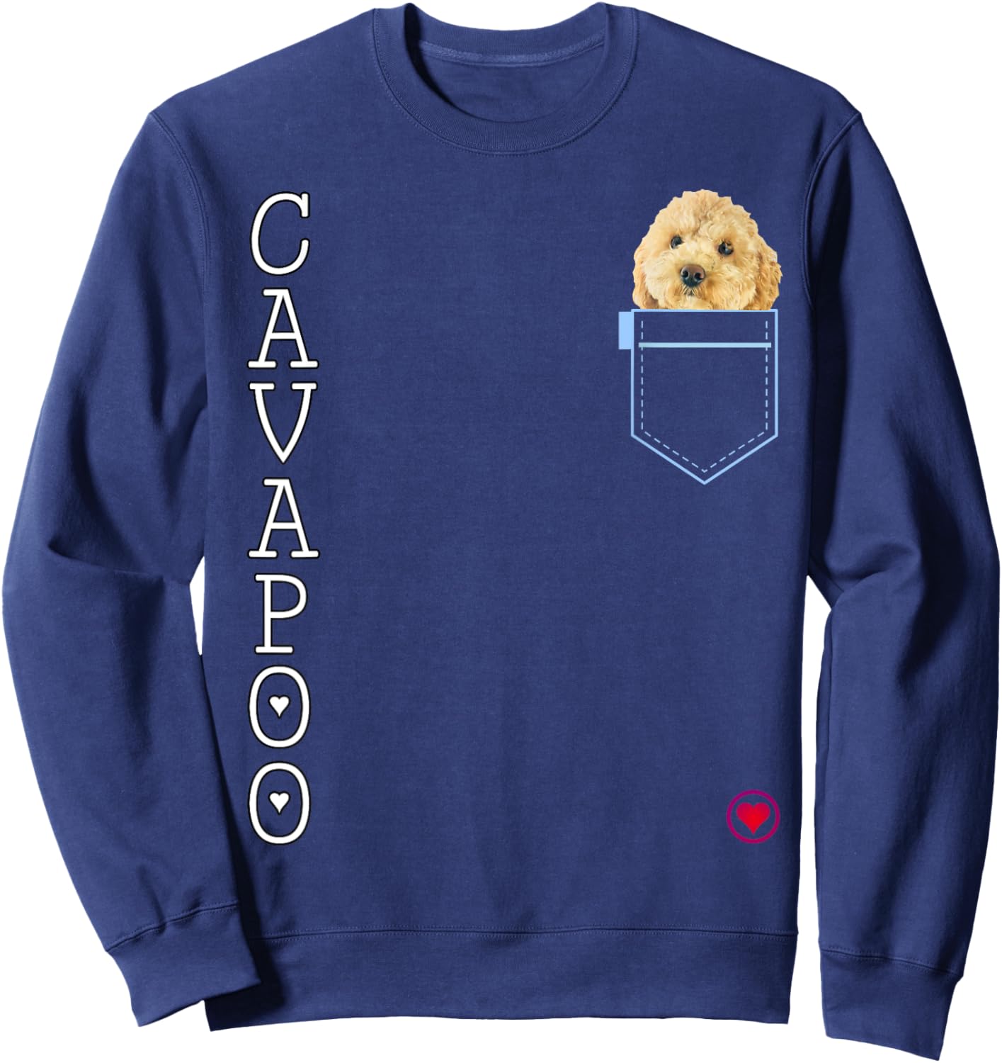 Cavapoo in pocket Puppy Dog Lover Cute Poodle cross gift Women Kids Sweatshirt - Sweatshirt | Navy