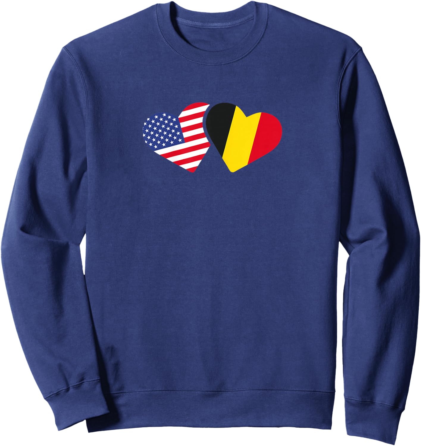 Belgium USA Flag T Shirt Heart Belgian Americans Love Cute Sweatshirt - Sweatshirt | Navy