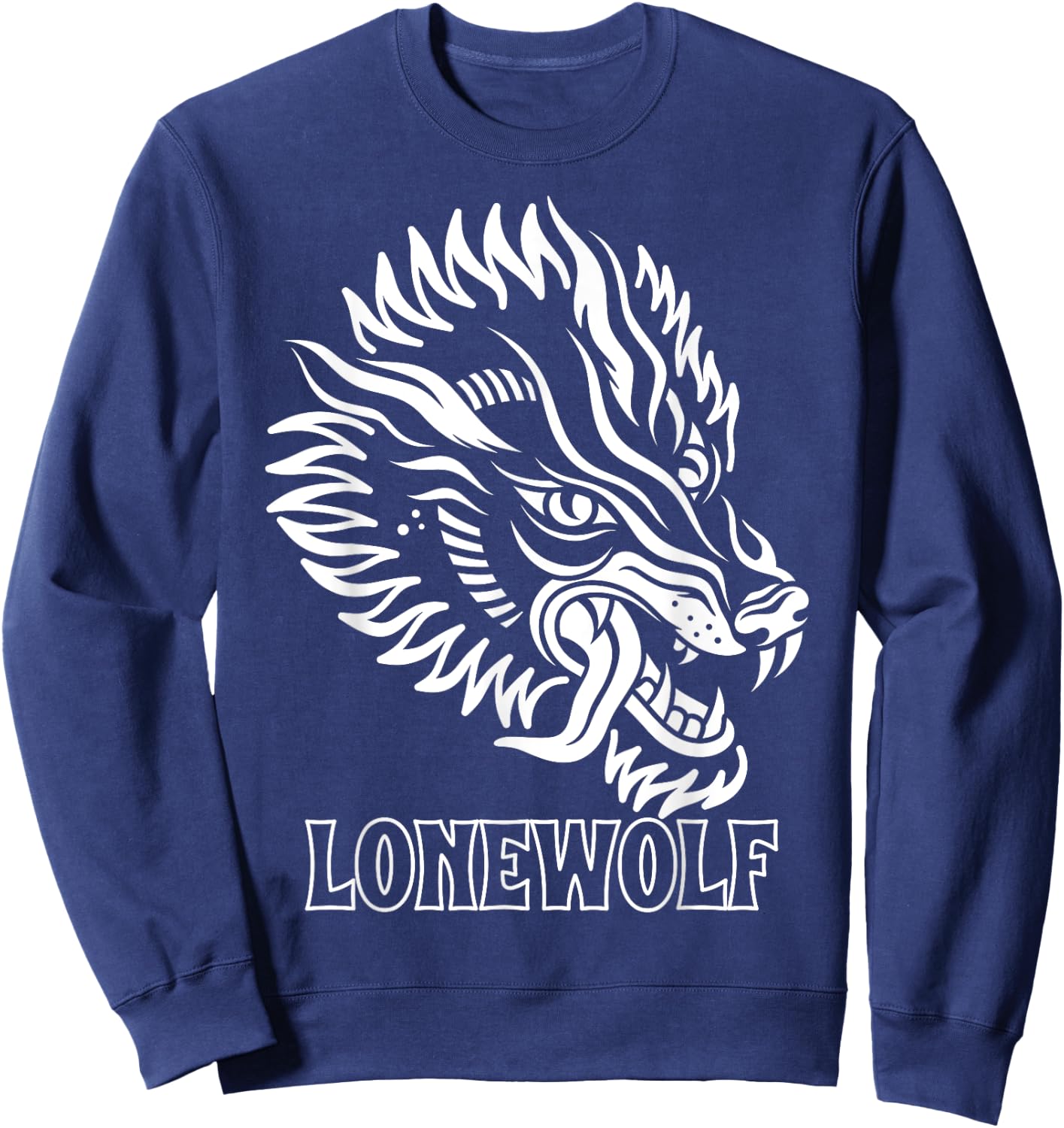 Vintage Wolf Shirt Lonewolf Lone Biker Lowbrow Wolf Sweatshirt - Sweatshirt | Navy