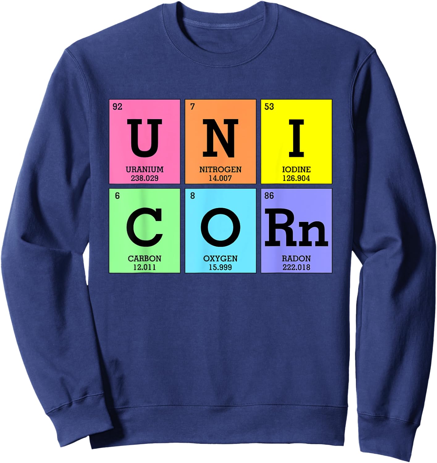Cute Periodic Table of Elements Unicorn Rainbow Girl Kids Sweatshirt - Sweatshirt | Navy