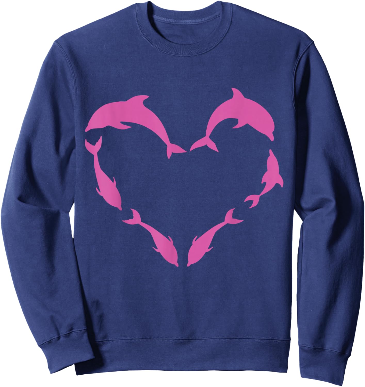 Heart Shaped Pink Dolphins Cute Dolphin Pod Costume Dolphin Sweatshirt - Sweatshirt | Navy