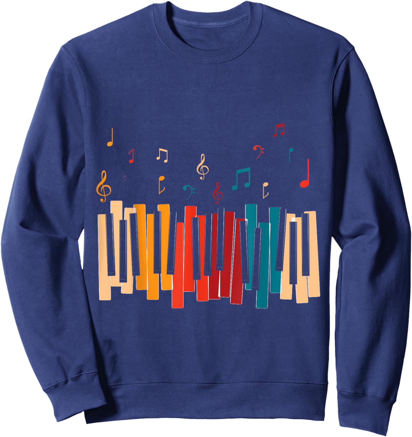 Music Notes Colorful Keyboard Piano Sweatshirt - Sweatshirt | Navy