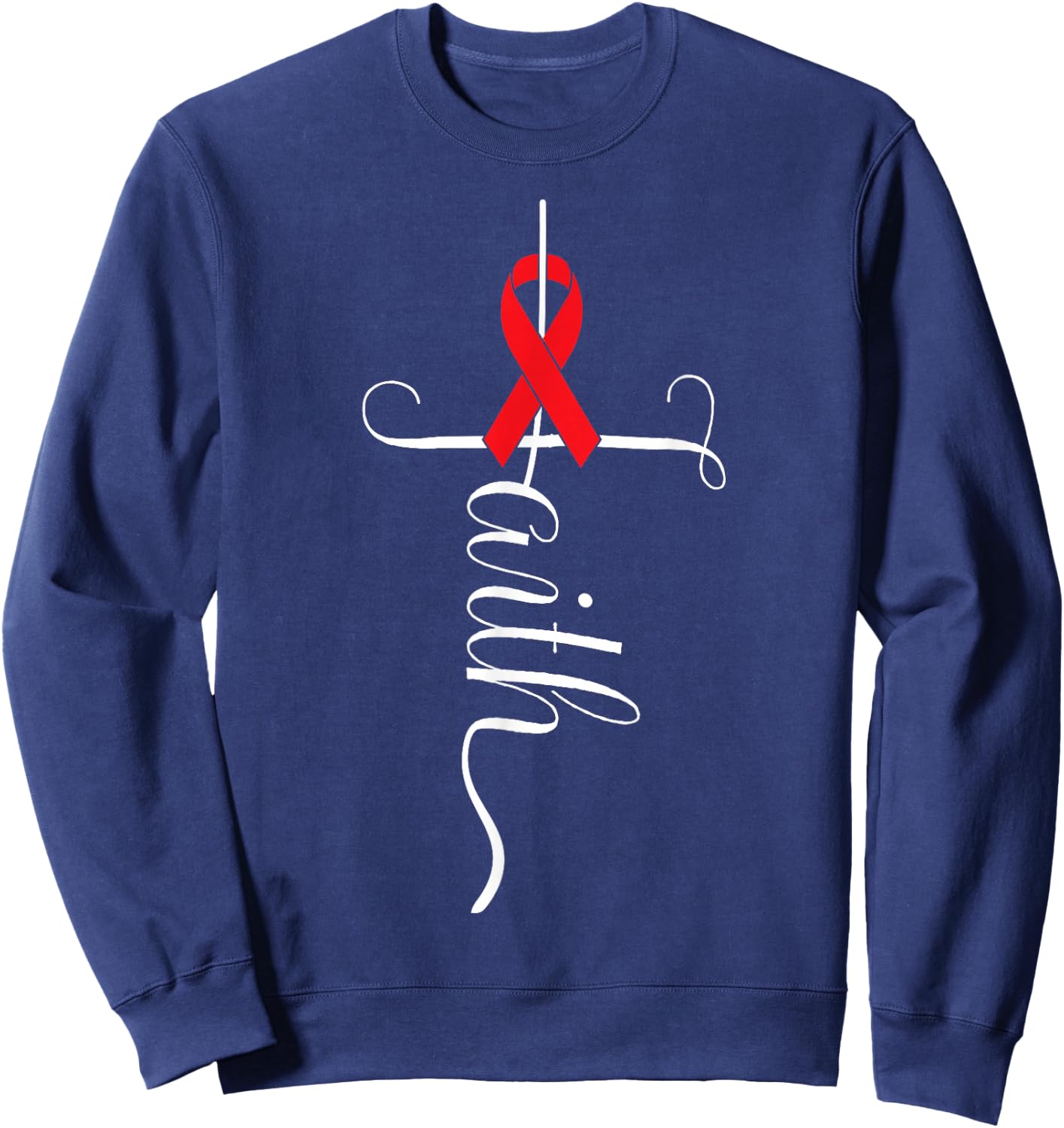 Stroke Survivor Stroke Awareness Red Ribbon Sweatshirt - Sweatshirt | Navy