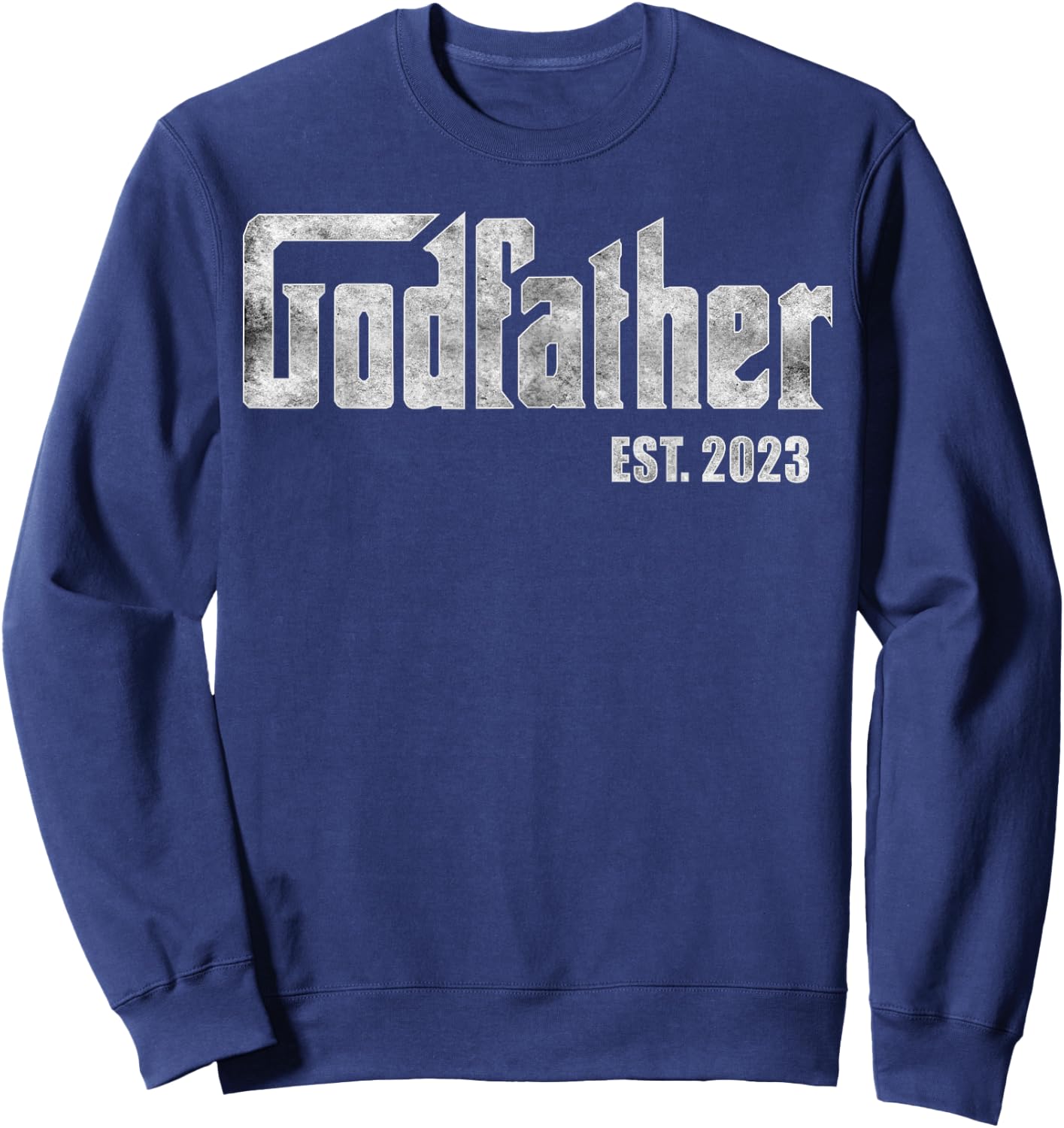 Retro Fathers Day, God-father Est 2023, God Dad Announcement Sweatshirt - Sweatshirt | Navy