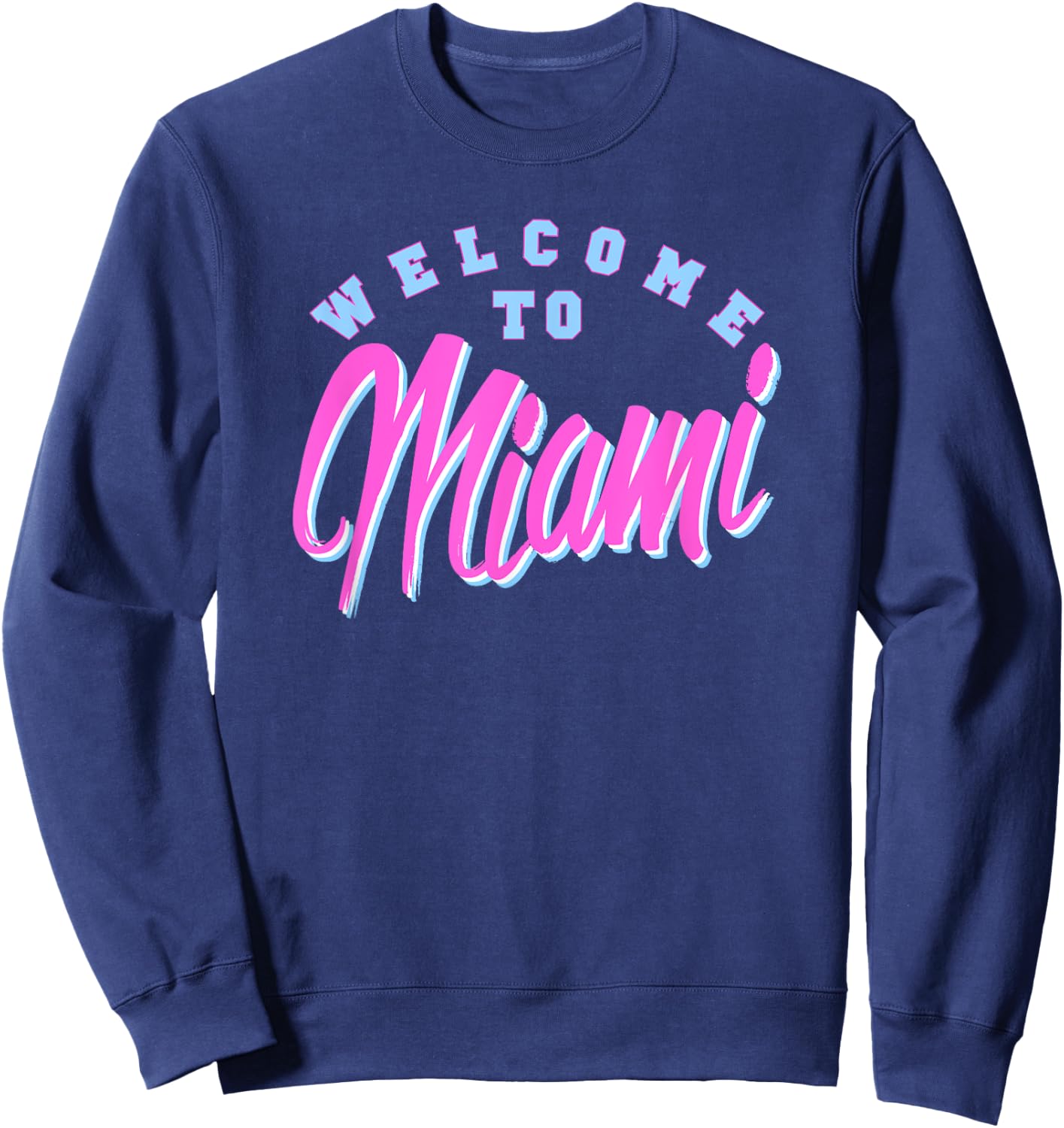 Vintage Welcome To Miami Beach Florida Souvenir Palm Trees- Men Women Girls Kids Sweatshirt - Sweatshirt | Navy