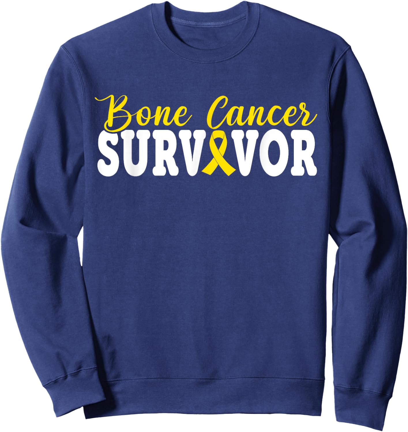 Bone Cancer Survivor Yellow Rebbon Sarcoma Cancer Awareness Sweatshirt - Sweatshirt | Navy