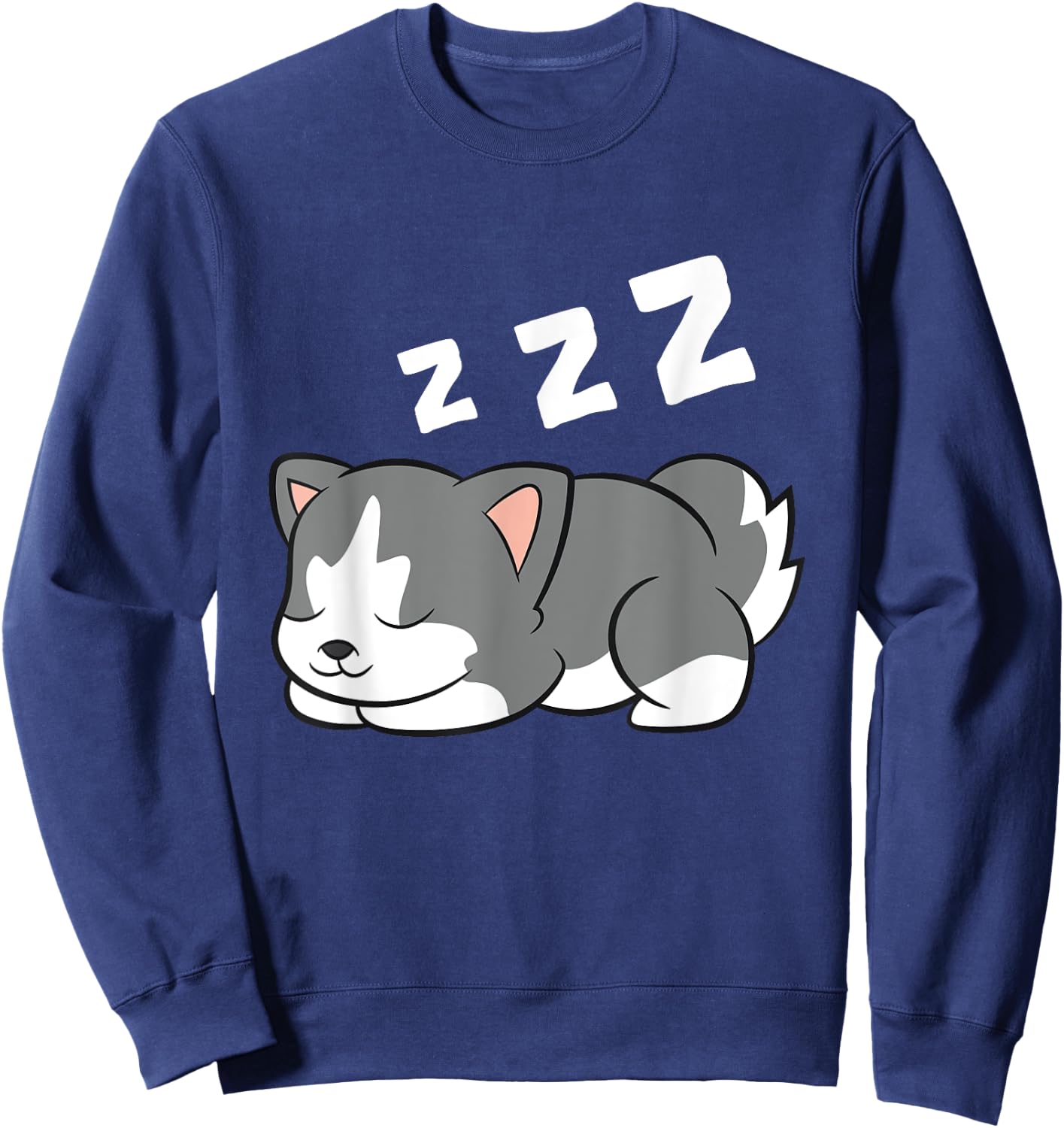 Sleeping Husky Dog Husky Pajama Cute Siberian Husky Sweatshirt - Sweatshirt | Navy