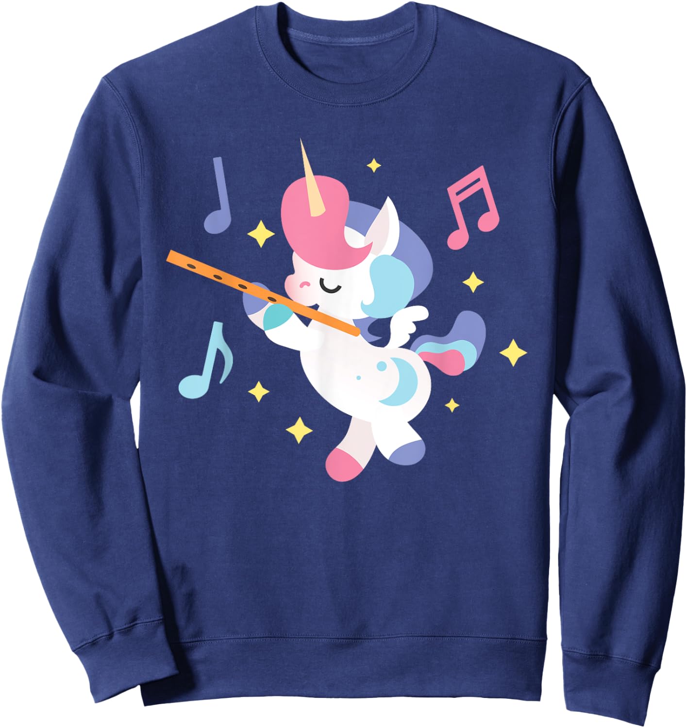 Flute Unicorn - Flute Player Flutist Marching Band Music Sweatshirt - Sweatshirt | Navy