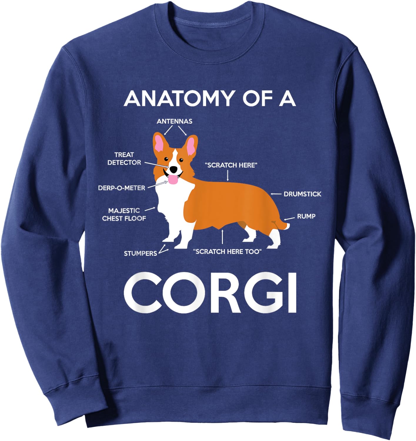 Anatomy Of A Corgi Funny Corgis Dog Puppy Nerd Biology Dogs Sweatshirt - Sweatshirt | Navy