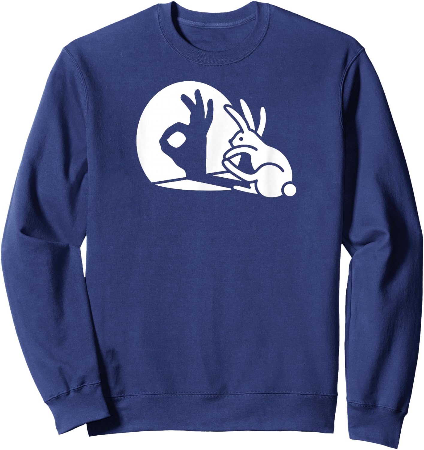 Bunny rabbit OK okay shadow hand gesture sign circle game Sweatshirt - Sweatshirt | Navy