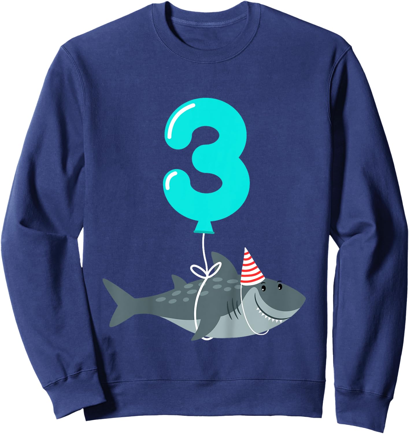 3rd Birthday Shark Shirt | Cute 3 Year Old Shark Gift Shirt Sweatshirt - Sweatshirt | Navy