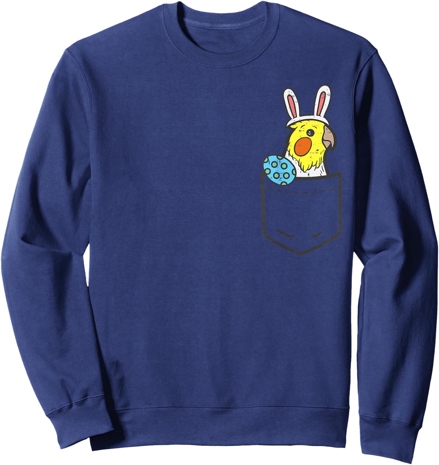 Pocket Easter Cockatiel Bunny Egg Cute Bird Men Women Kids Sweatshirt - Sweatshirt | Navy