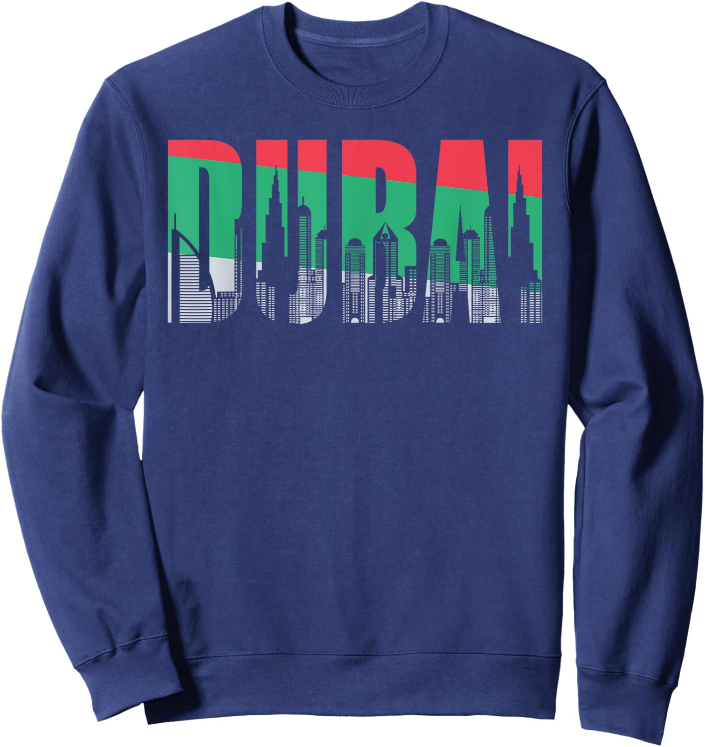 Dubai Skyline Flag Souvenir Gift UAE Pride Sweatshirt - Sweatshirt | Navy