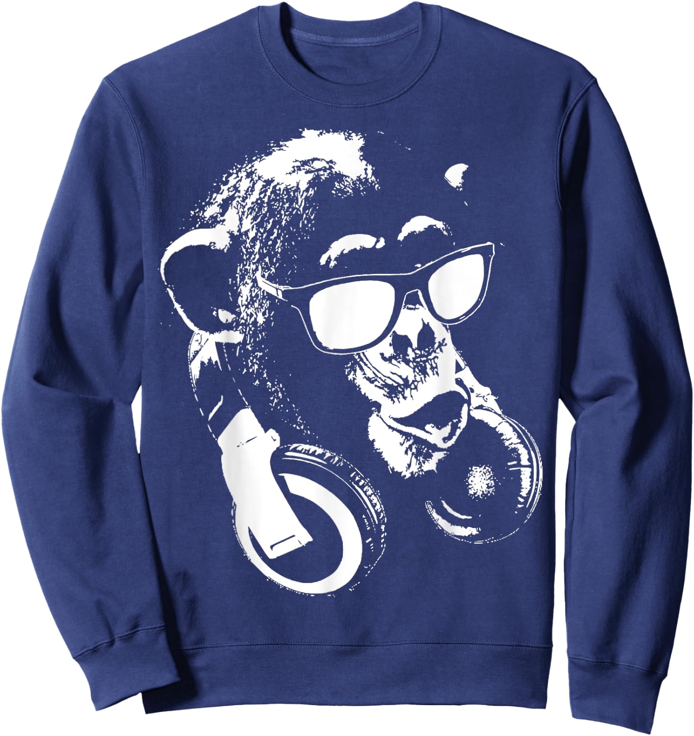 Monkey Chimp With Sunglasses And Headphones Sweatshirt - Sweatshirt | Navy