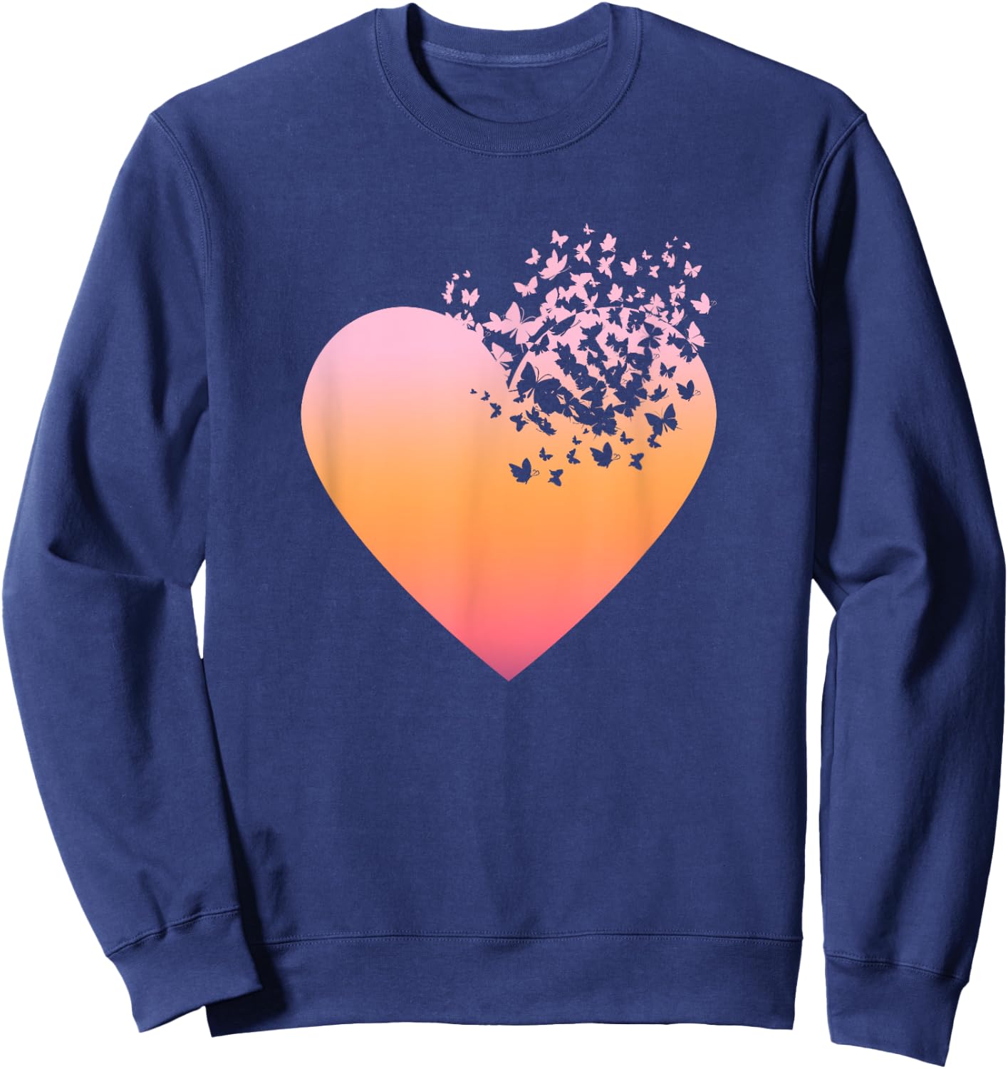 Butterfly Heart Butterflies Beautiful Colorful Spring Flower Sweatshirt - Sweatshirt | Navy