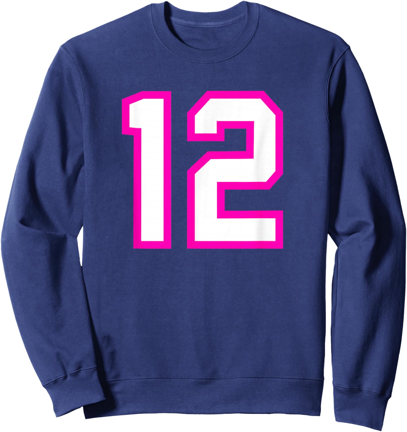 Pink Sports Team Number #12 Sweatshirt - Sweatshirt | Navy