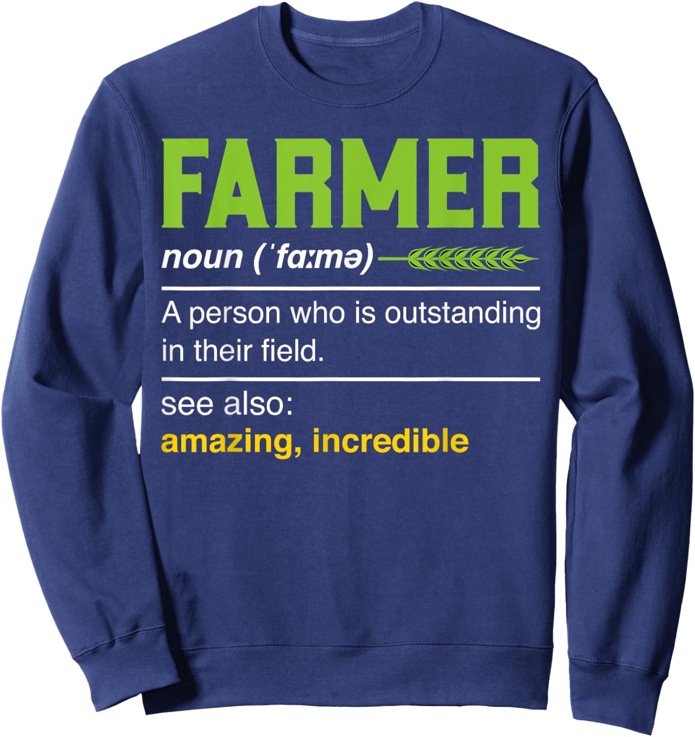 Farmer Definition Noun - Funny Farming Agriculturist Farmer Sweatshirt - Sweatshirt | Navy