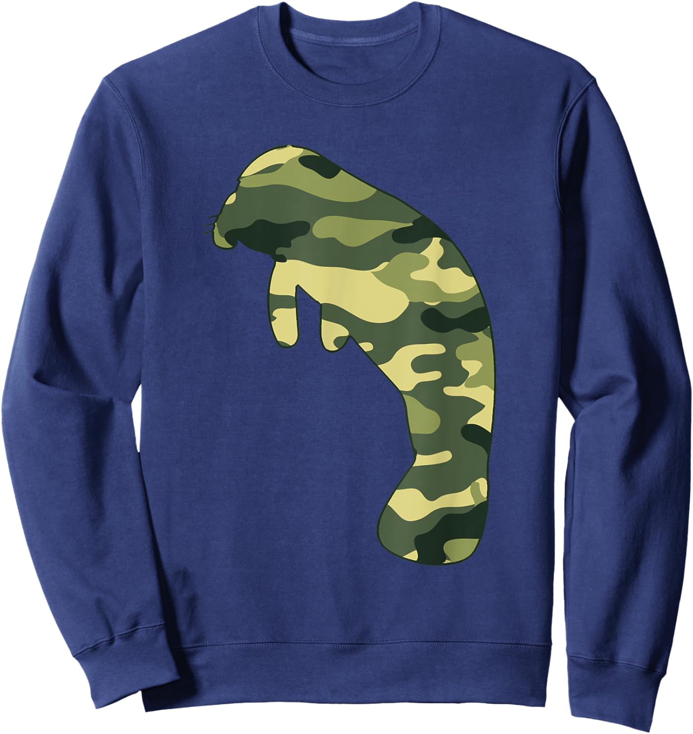 Military Dugong Camo Men Print US Manatee Veteran Gift Sweatshirt - Sweatshirt | Navy