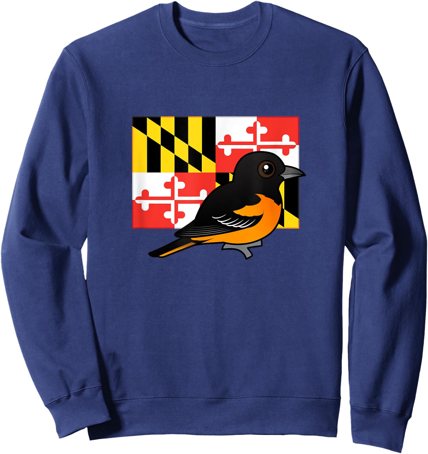 State Birdorable of Maryland: Cute Baltimore Oriole Sweatshirt - Sweatshirt | Navy