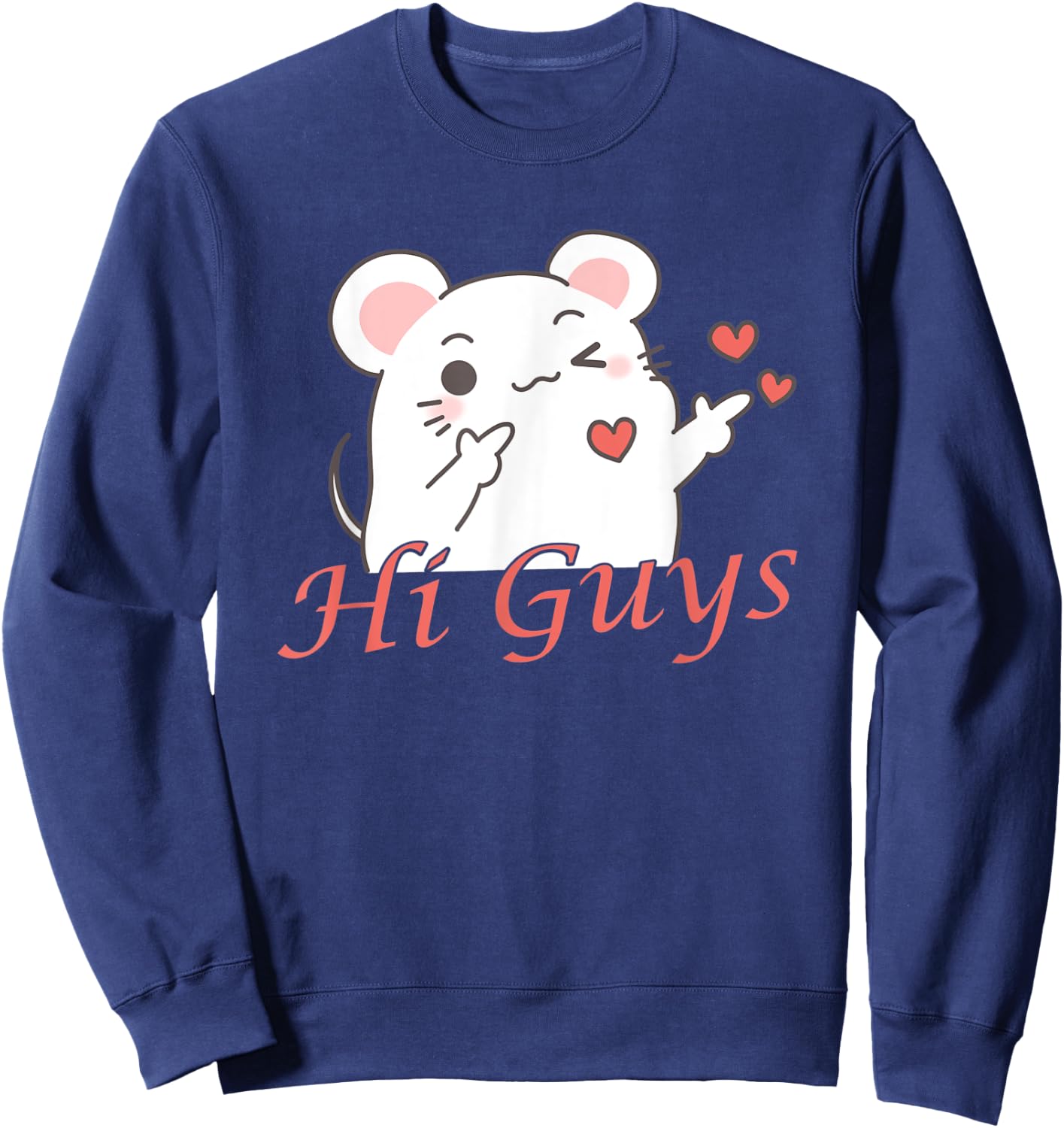 Hi Guys, Sweet Mouse And Fun Get To Know You Party Sweatshirt - Sweatshirt | Navy