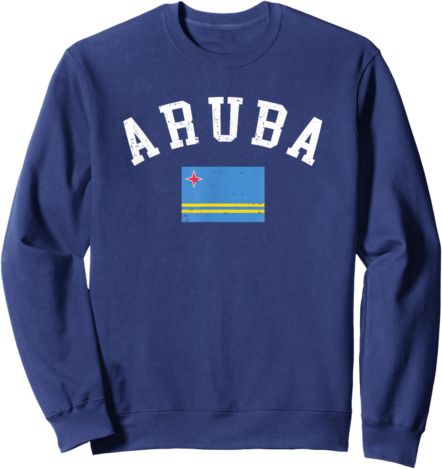Aruba Flag Vintage Vacation Travel Souvenir Sweatshirt - Sweatshirt | Navy
