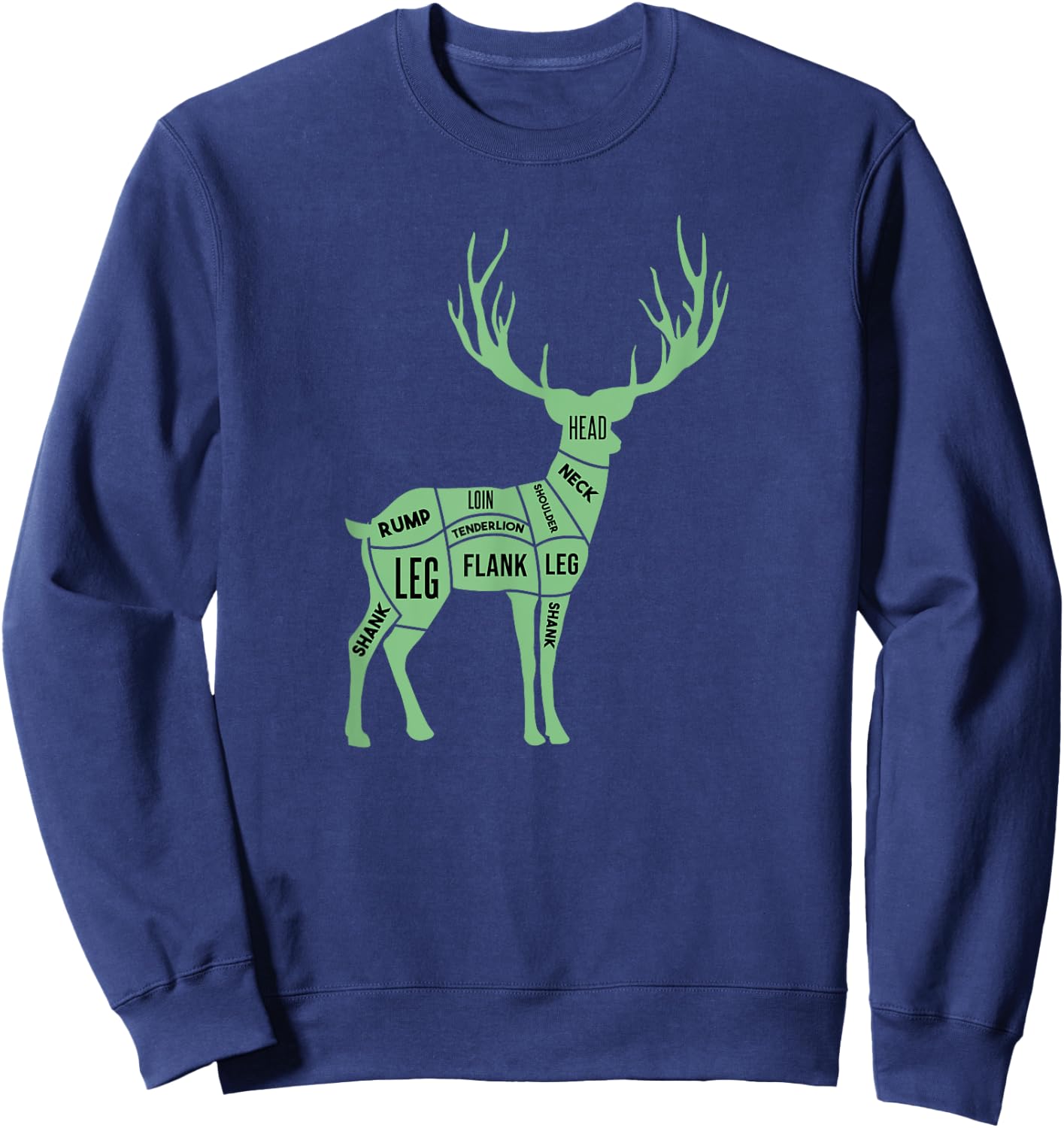 Deer Venison Butcher Cuts Diagram Sweatshirt - Sweatshirt | Navy