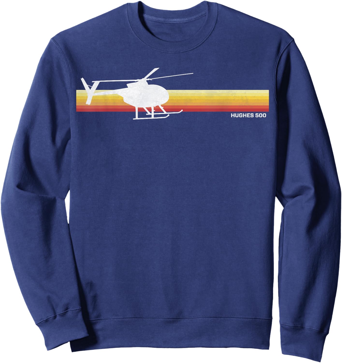 MD 500 Vintage Helicopter Pilot Silhouette Sunset Hughes 500 Sweatshirt - Sweatshirt | Navy