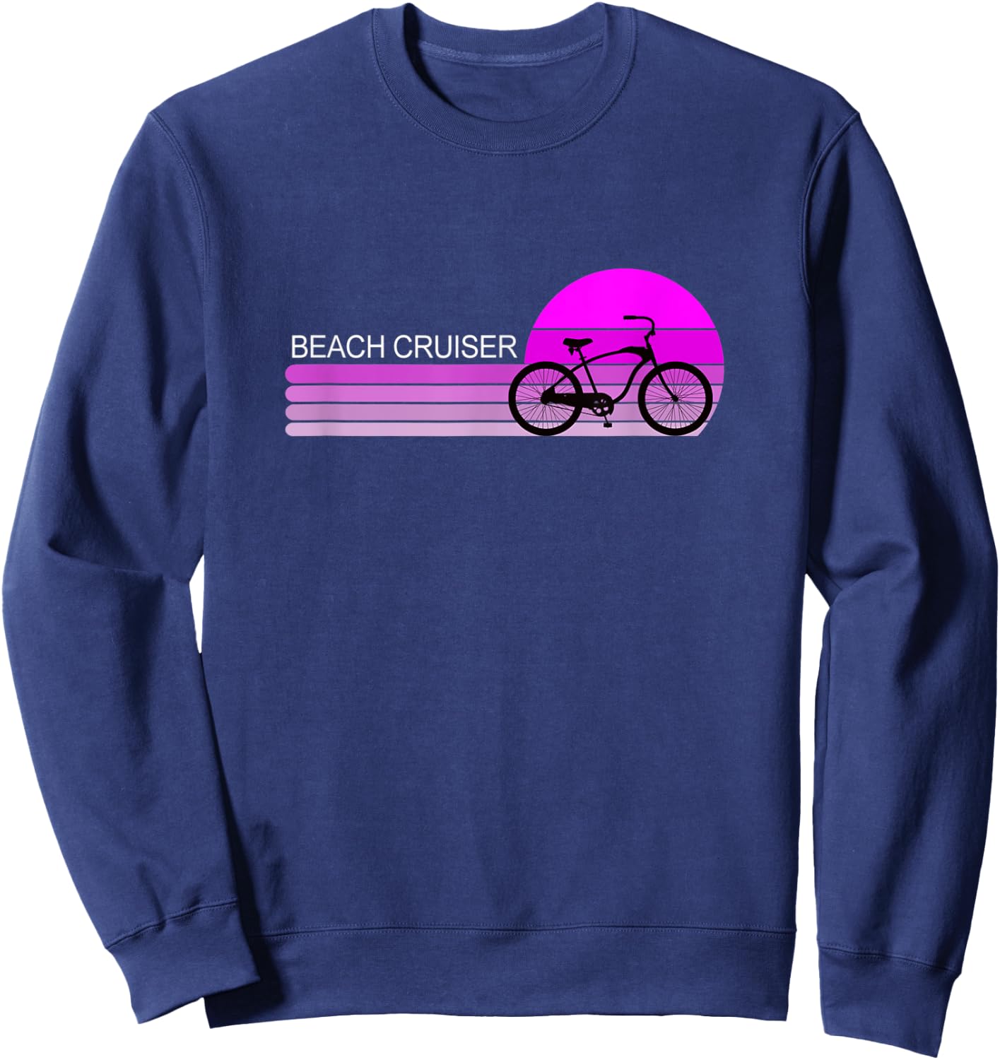 Pink Sunset Beach Cruiser For Bicycle Bike Cycle Owners Women Kids Sweatshirt - Sweatshirt | Navy