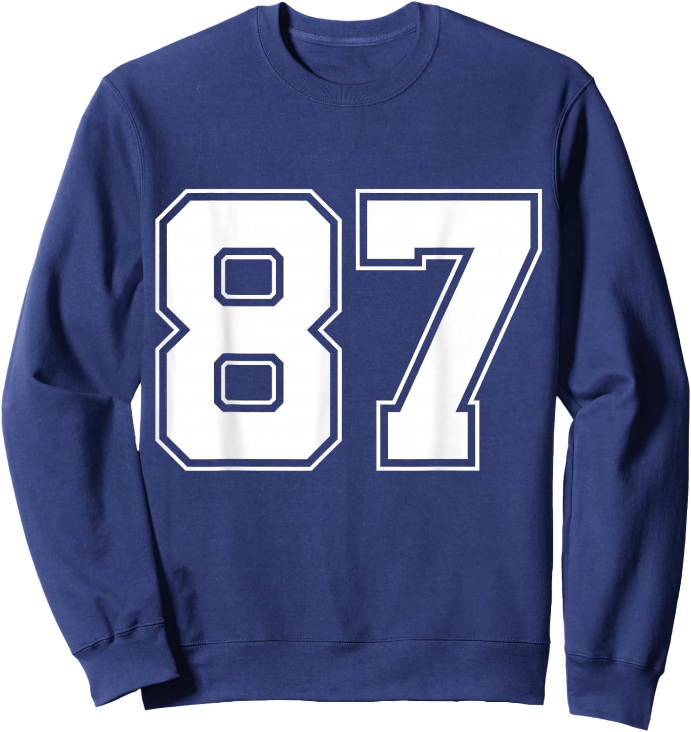 Number 87 Big Bold Capital Varsity Alphabet Monogram Sweatshirt - Sweatshirt | Navy