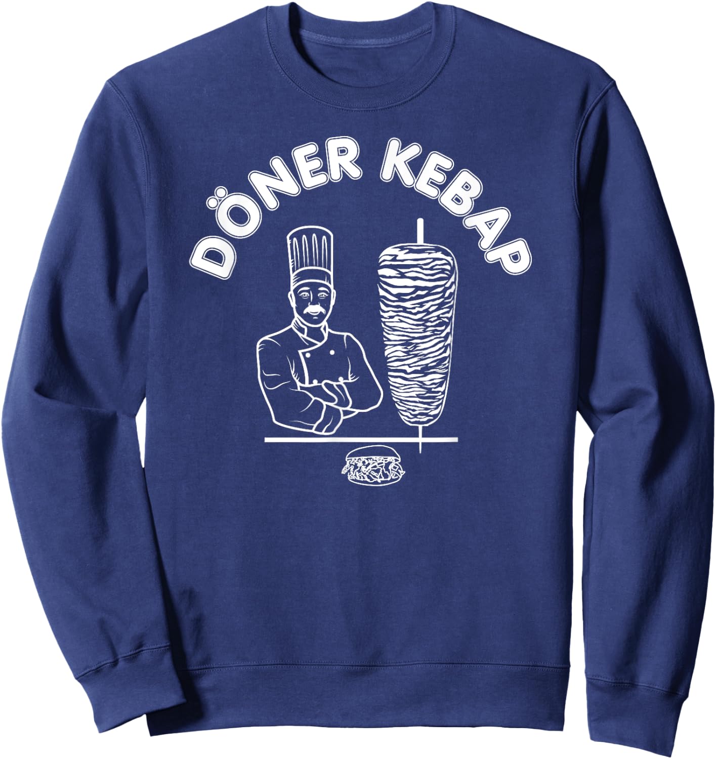 Döner Kebap Shirt, Kebab Cook & Kebab Skewer & Sandwich Logo Sweatshirt - Sweatshirt | Navy