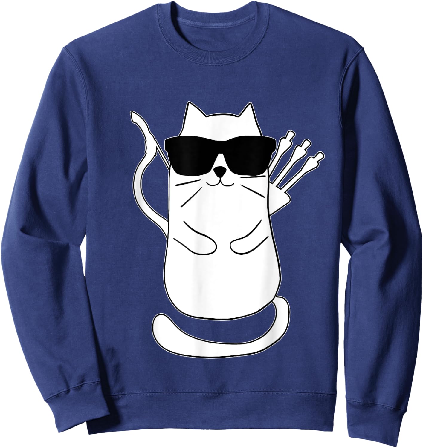 Funny Archery Cat Archer Bow Shooting Retro Vintage Women Kids Sweatshirt - Sweatshirt | Navy