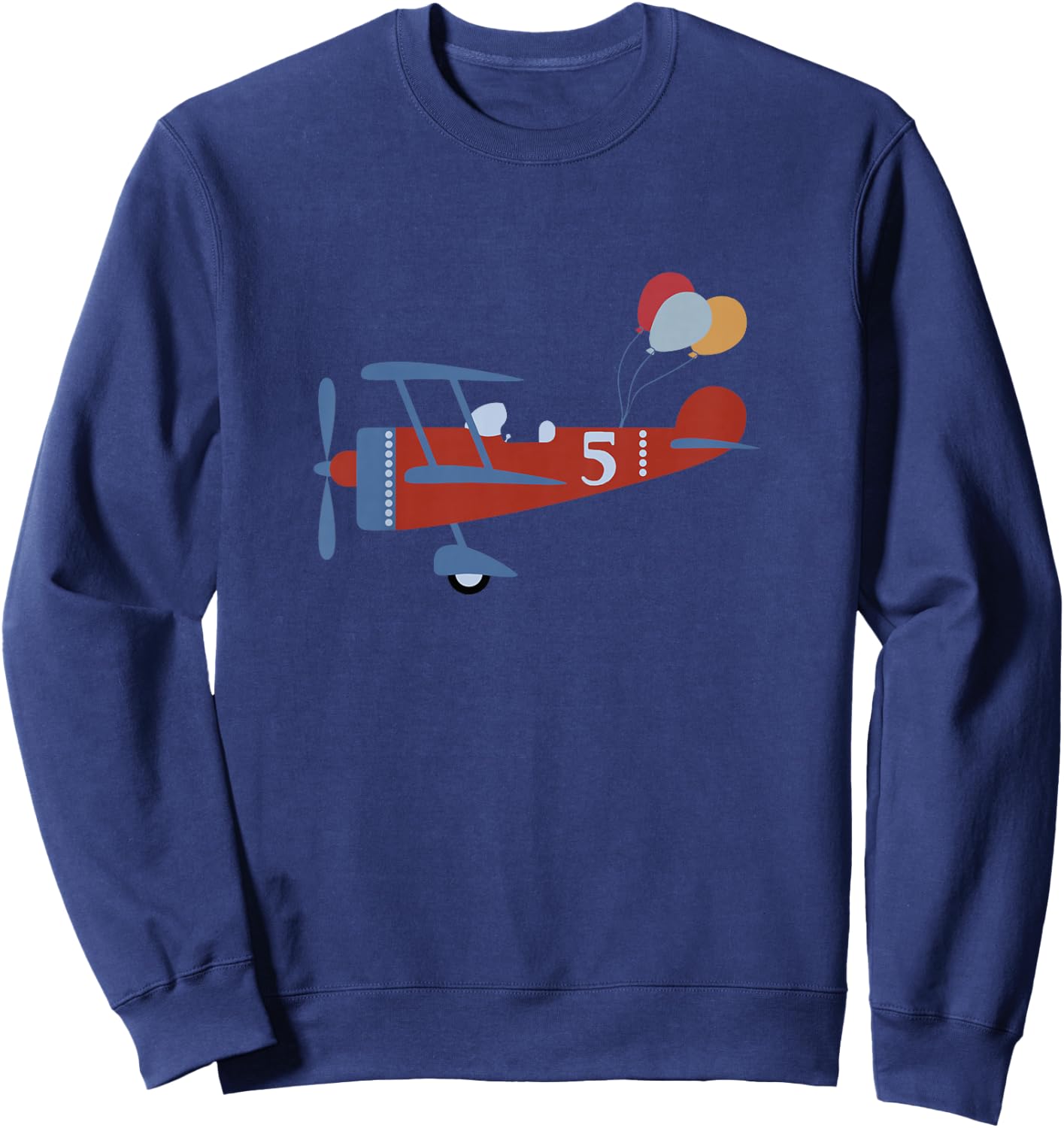 5th Birthday Airplane T Shirt, 5 Year Old Airplane Pilot Sweatshirt - Sweatshirt | Navy