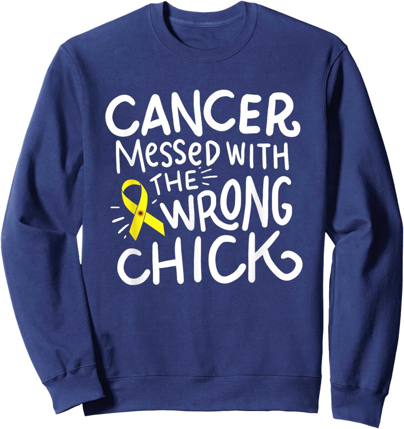 Sarcoma Bone Cancer Survivor Fighter Chemo Yellow Ribbon Sweatshirt - Sweatshirt | Navy